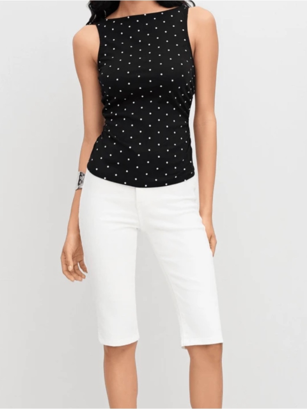 CIDER Black Polk a Dot Top